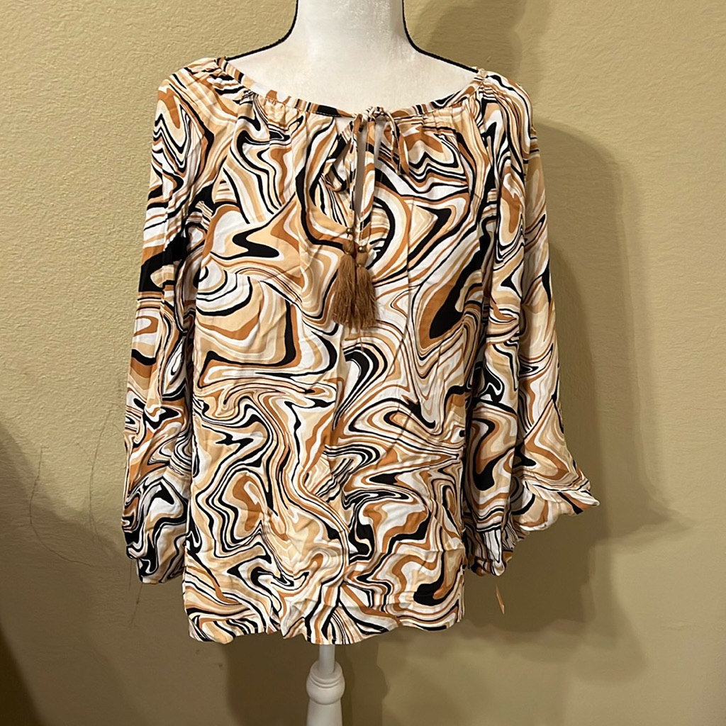 Nwt Ruby Rd Brand Womens Bell Sleeve Pullover Over Top